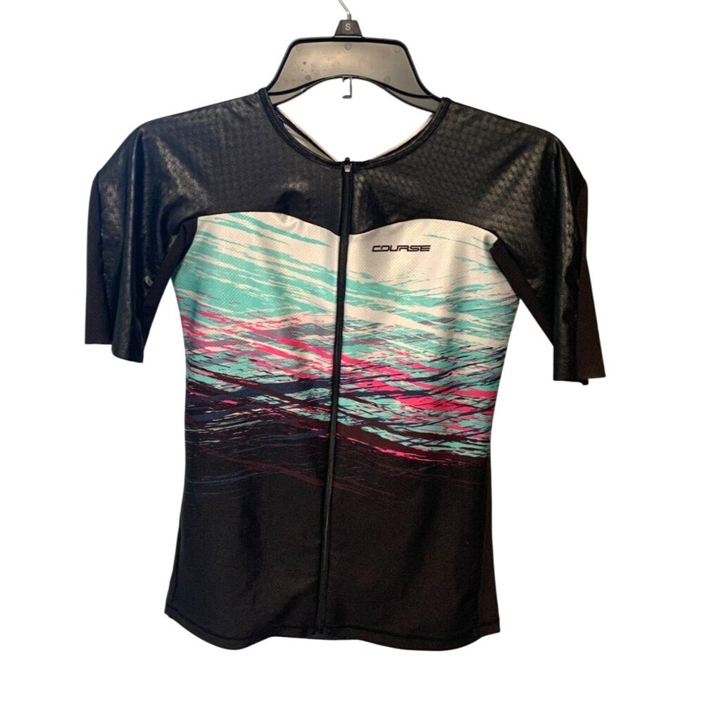New Garneau Womens Sz Large Short Sleeve Bike Shirt Top Back Pocket Course Vecto